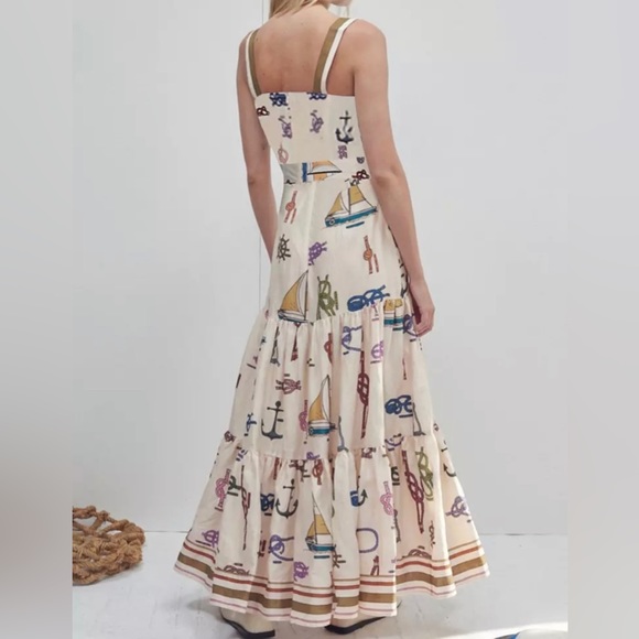 Lena Vie Ships Ahoy Sundress In Cotton, Nautical Print, (Alemais Like Sundress) - Picture 2 of 7